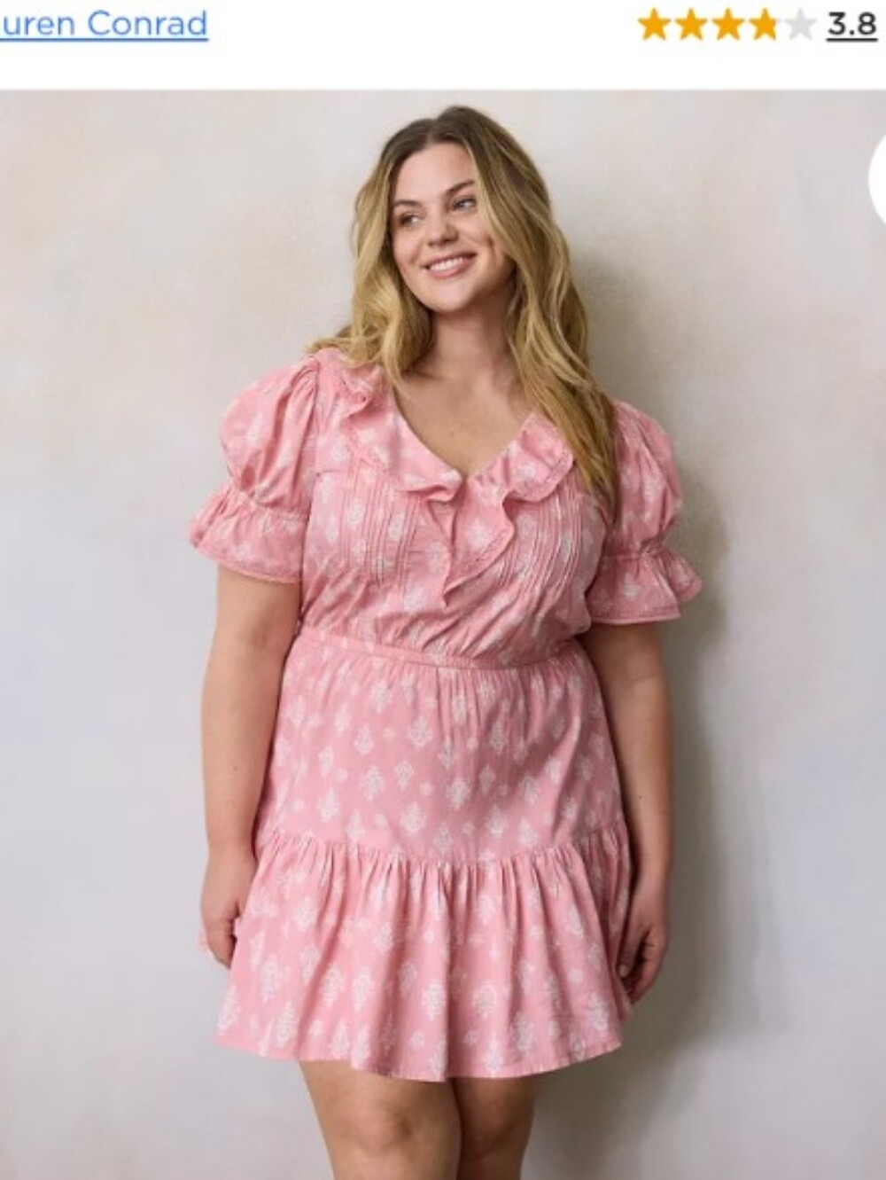 LC Lauren Conrad Pink Ruffle Tiered Mini Dress